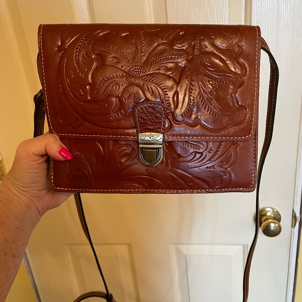Patricia Nash Lanza brown crossbody leather
